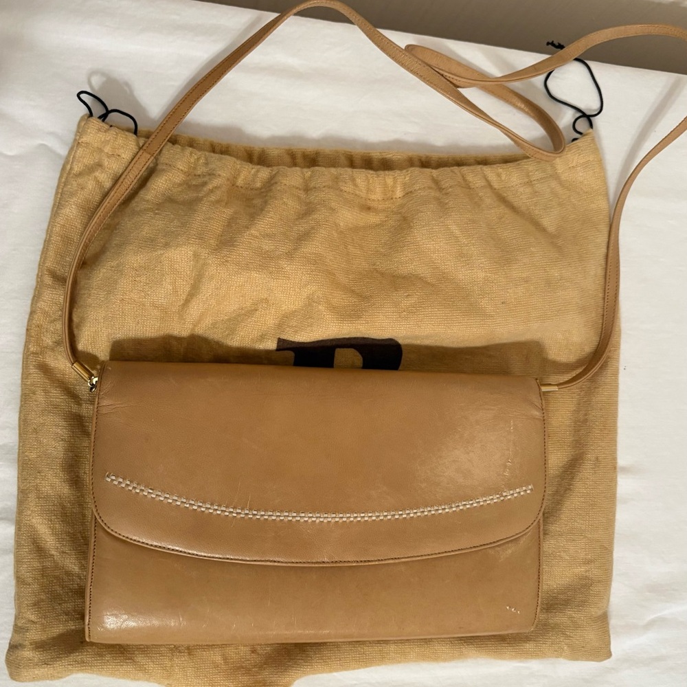 Vintage Bally Tan Leather Crossbody Bag